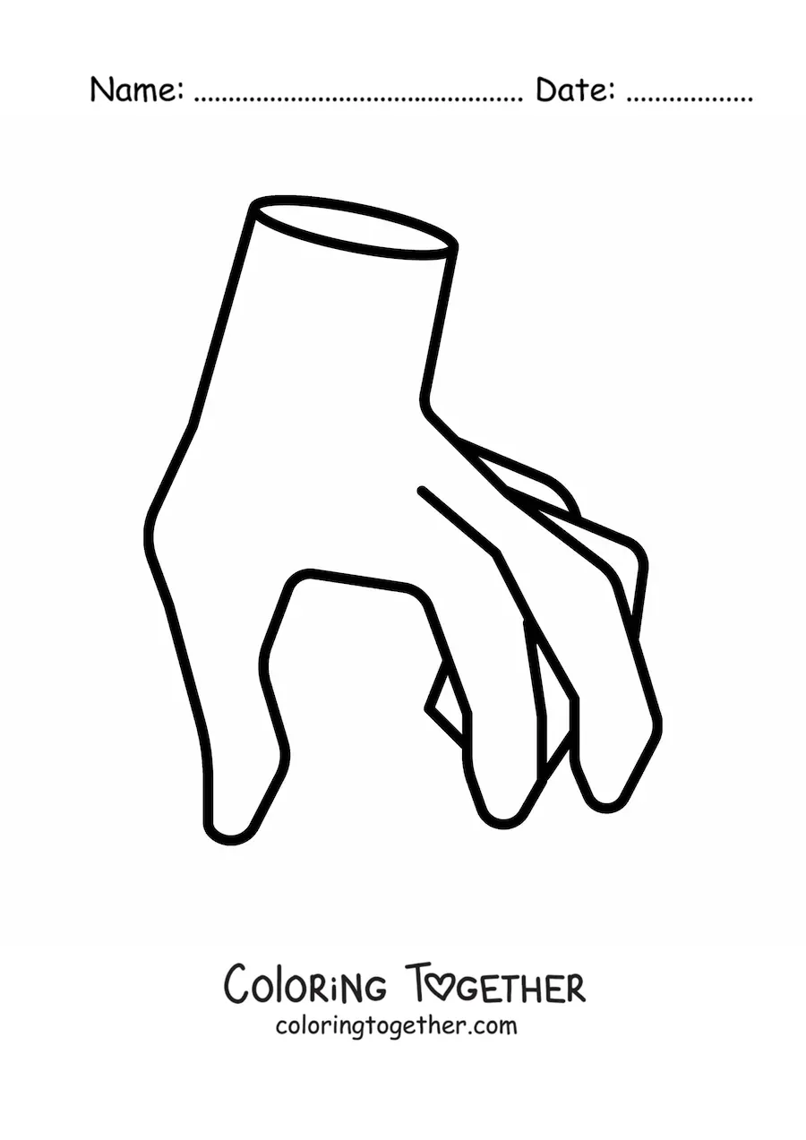 Coloring page of a hand