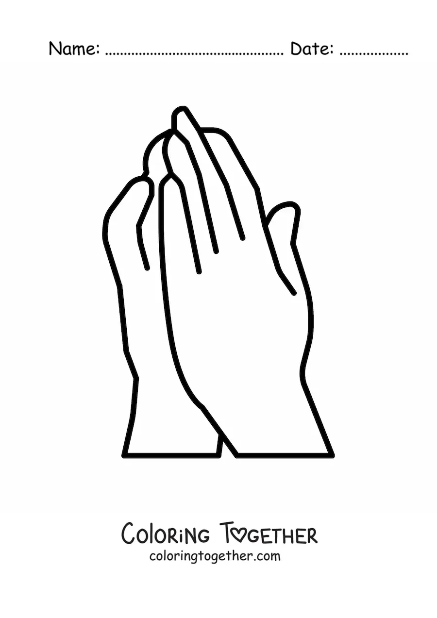 Coloring page of praying hands