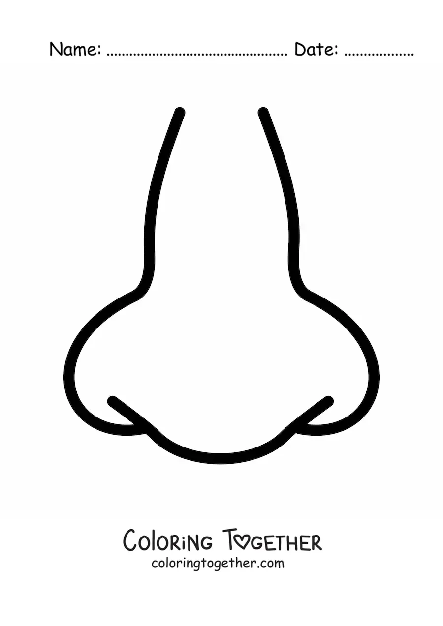Coloring page of a nose from the front