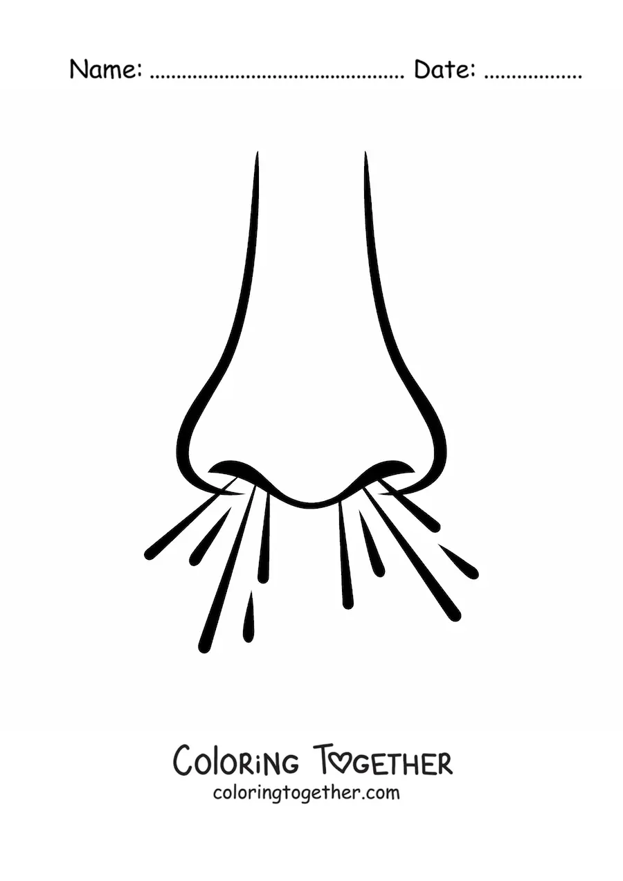 Coloring page of a nose breathing