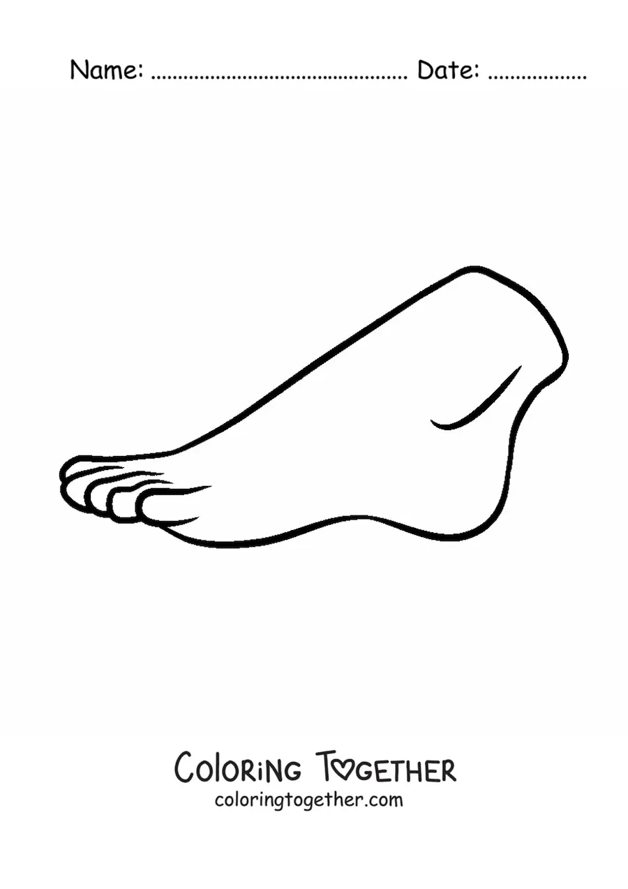 Coloring page of a human foot