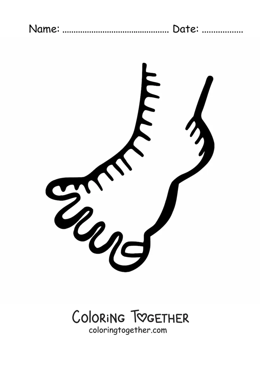 Coloring page of a cartoon foot with a toenail
