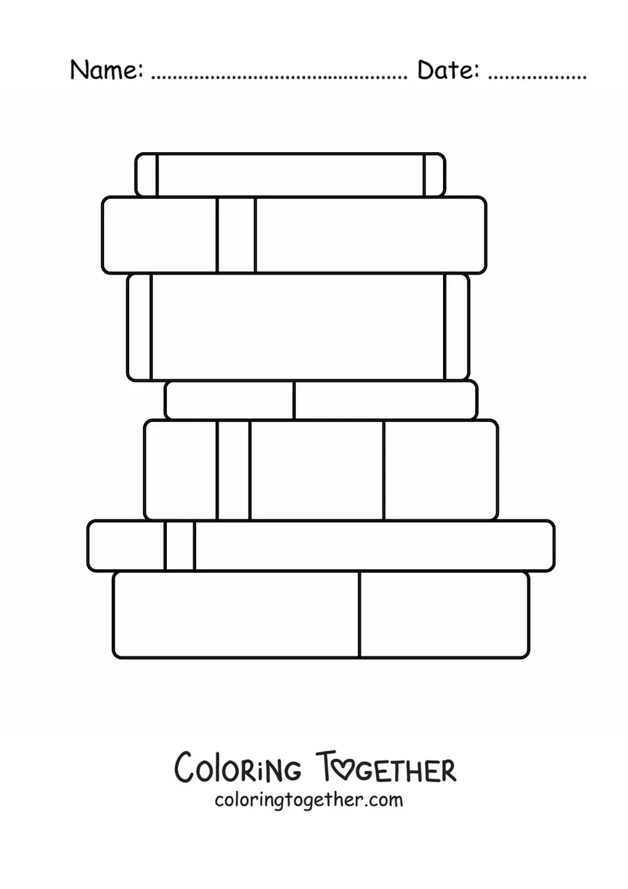 Coloring page of several stacked books