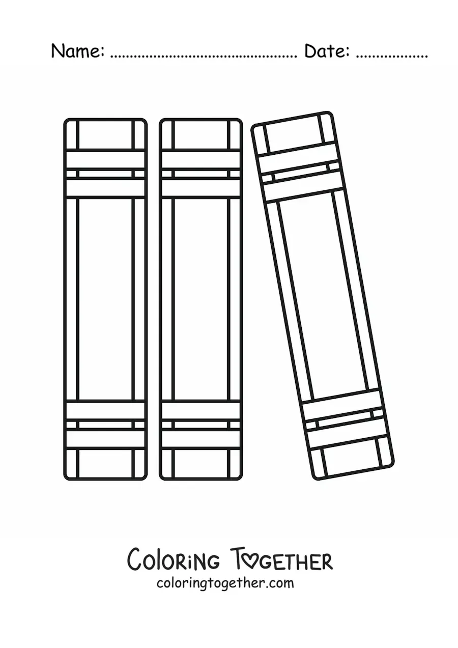 Coloring page of three books arranged in order