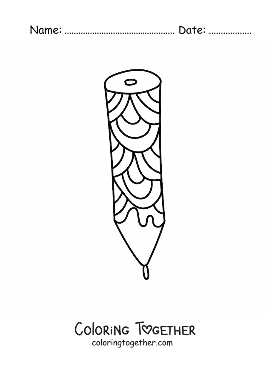 Coloring page of a cute pencil