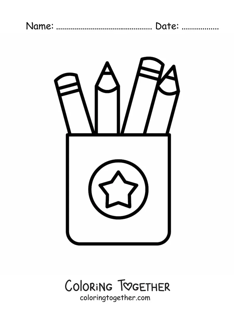 Coloring page of a box of pencils