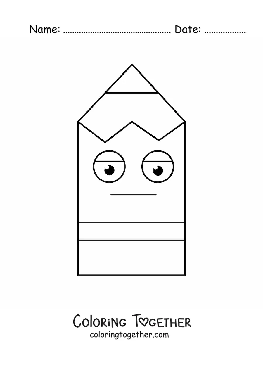 Coloring page of a big cartoon pencil