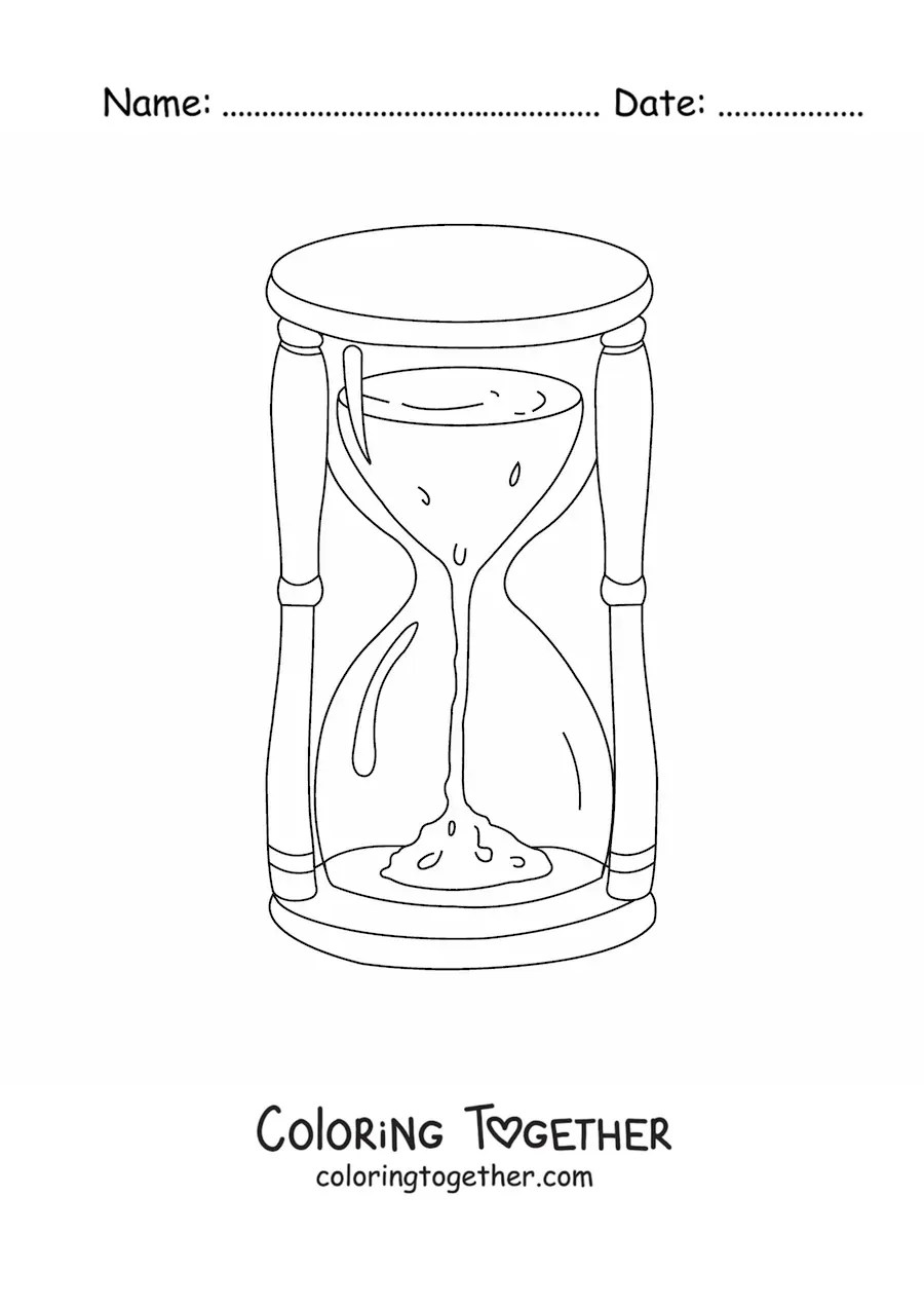 Coloring page of an hourglass