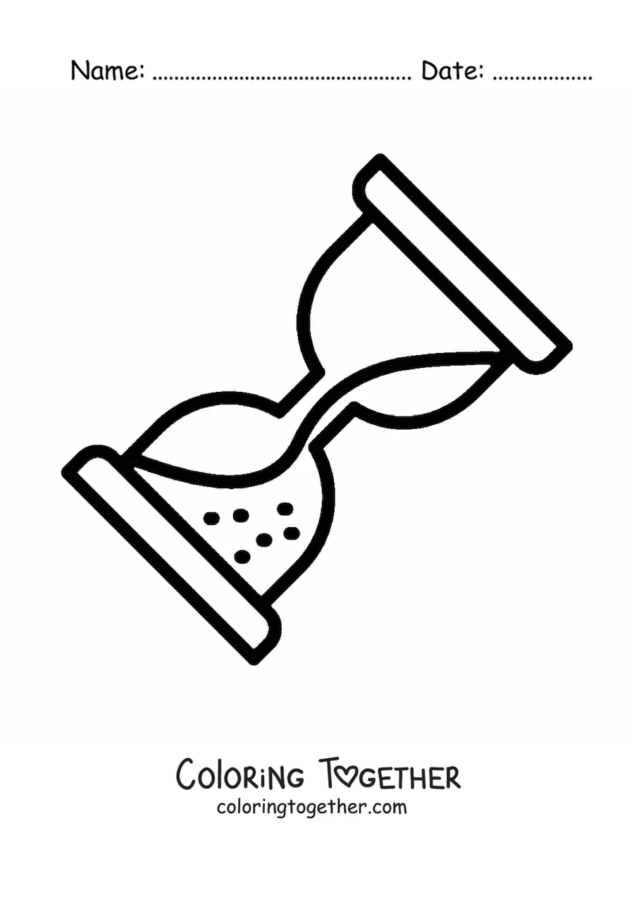 Coloring page of a simple hourglass