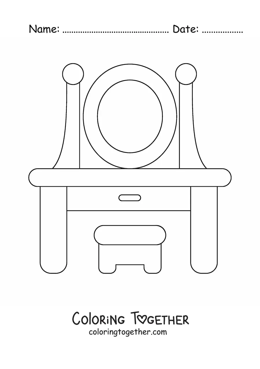 Coloring page of a dressing table
