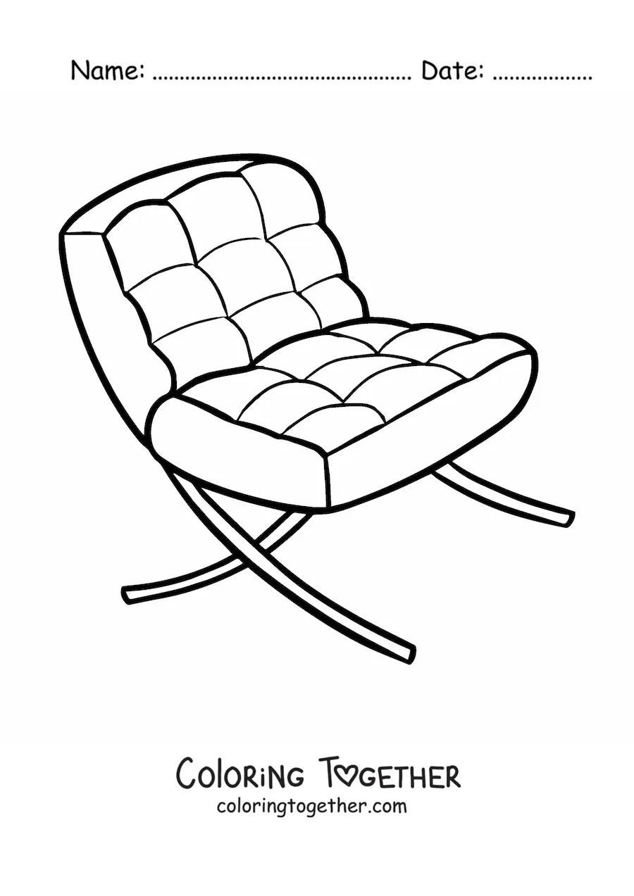 Coloring page of a modern chair