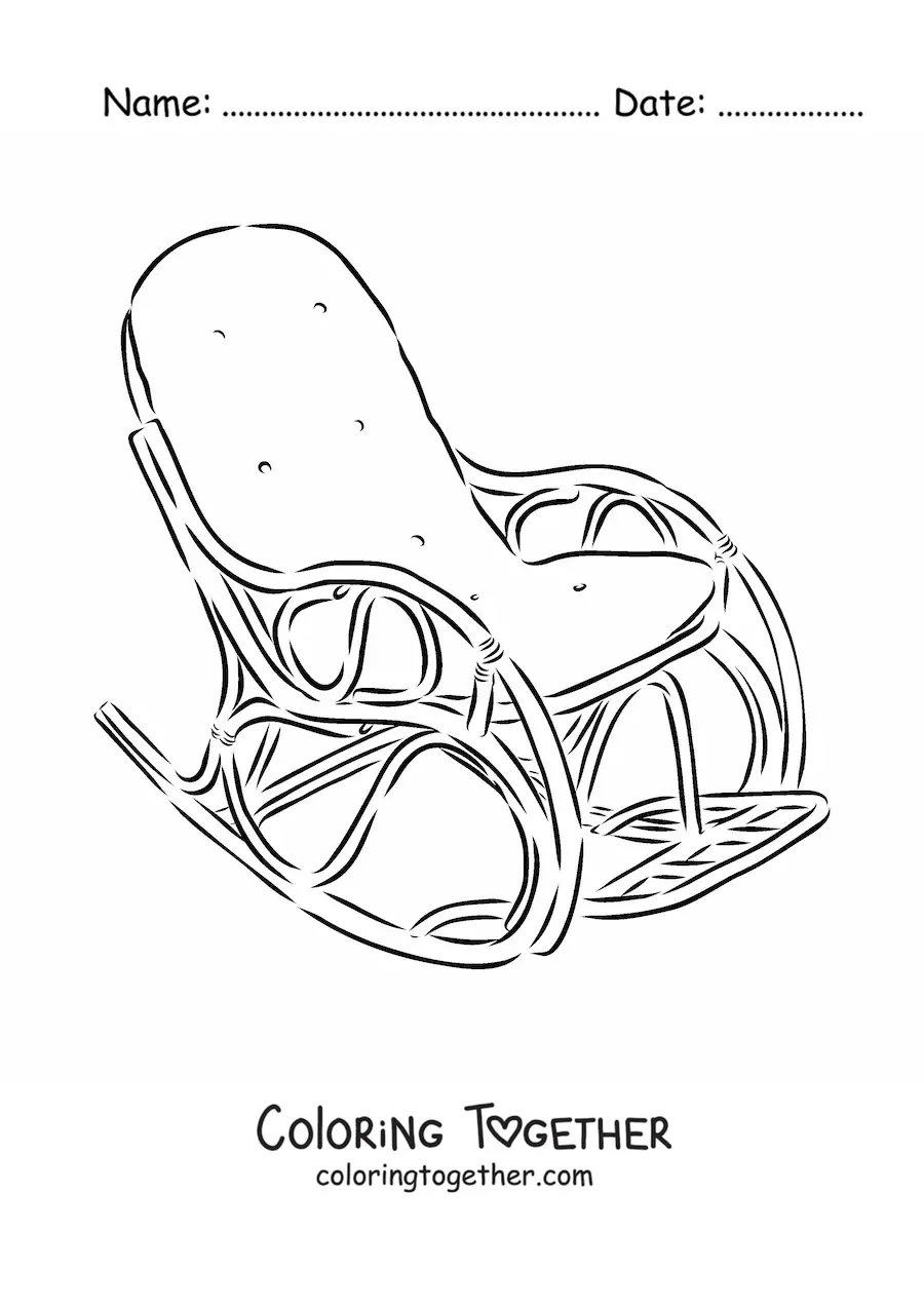 Coloring page of a rocking chair