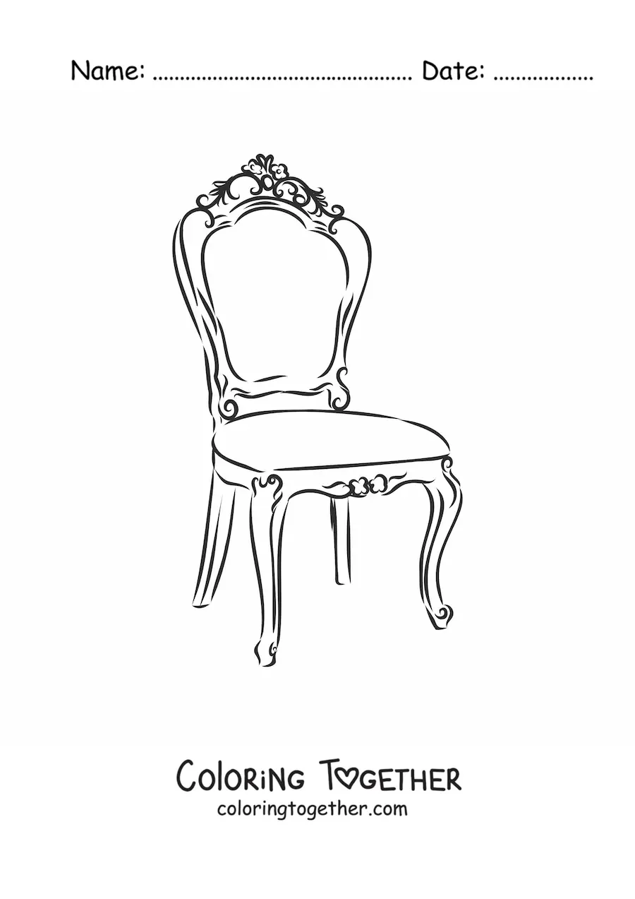 Coloring page of an antique chair