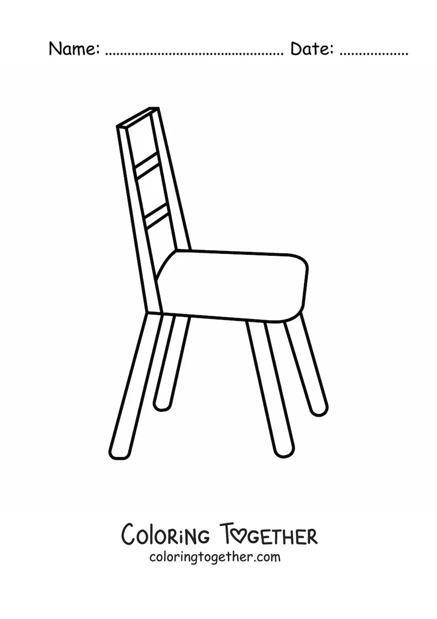 Coloring page of a wooden chair