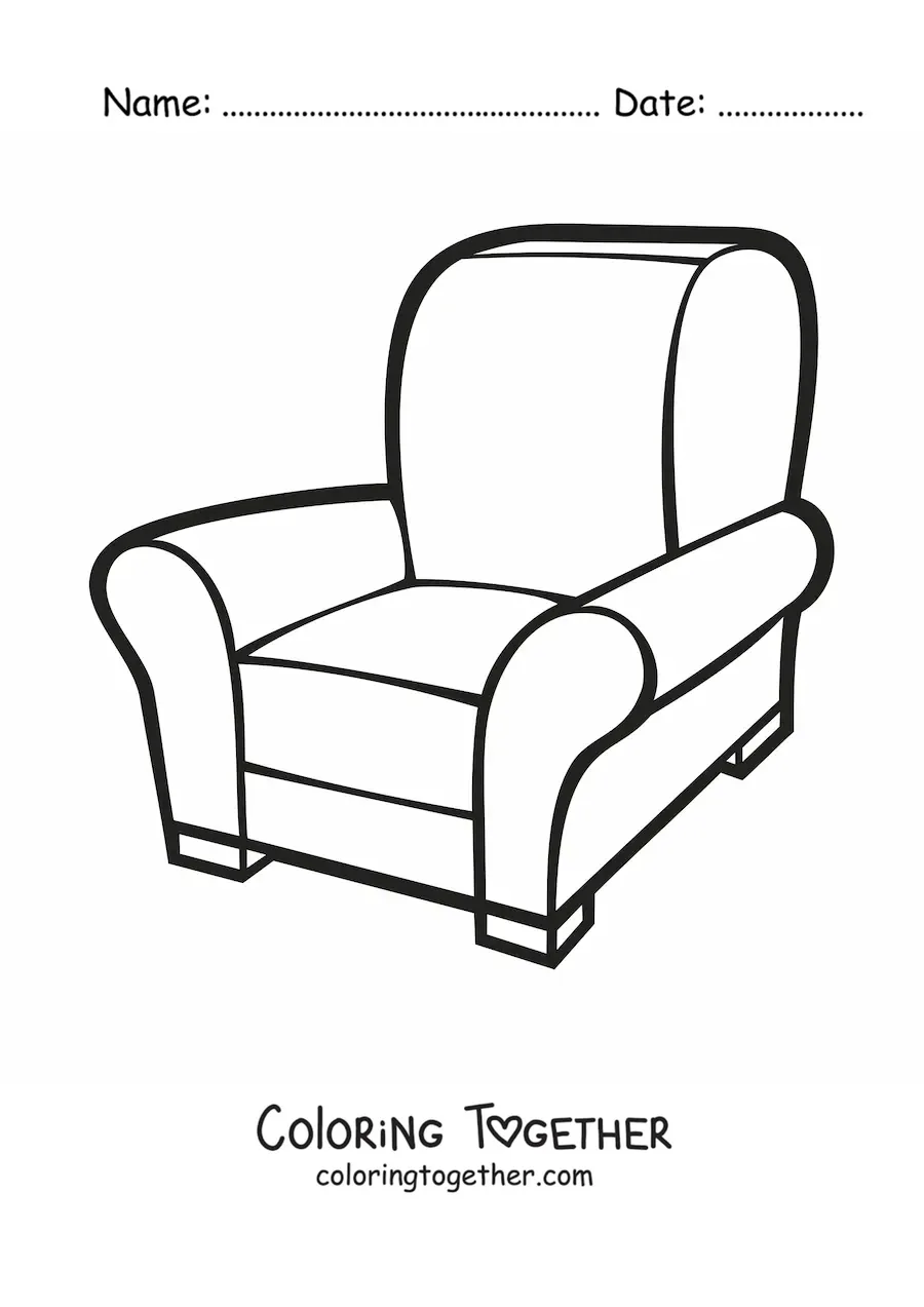 Coloring page of an armchair