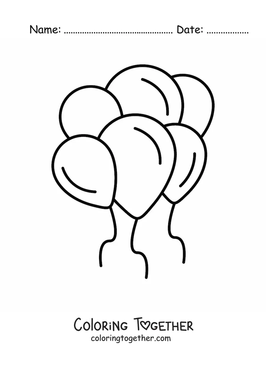 Coloring page of several inflated balloons
