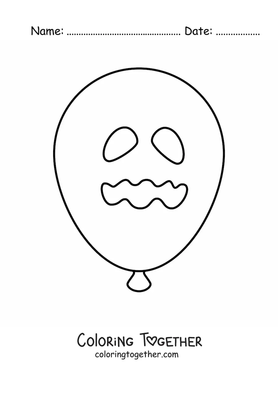 Coloring page of a Halloween balloon
