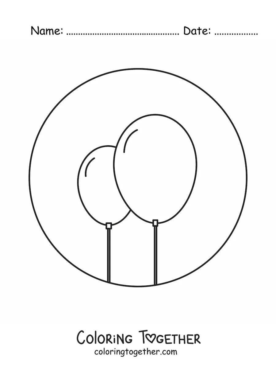 Coloring page of two balloons
