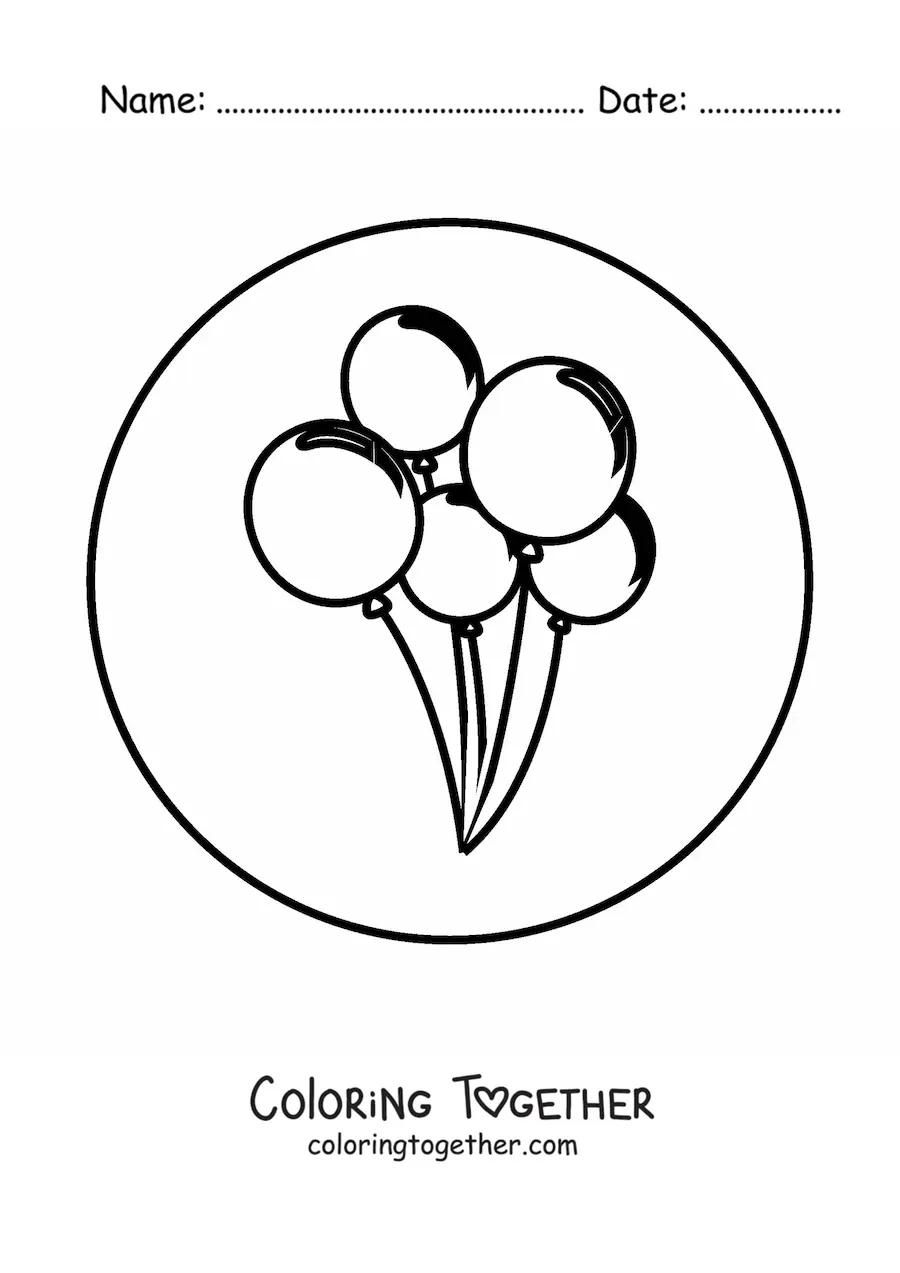 Coloring page of several balloons
