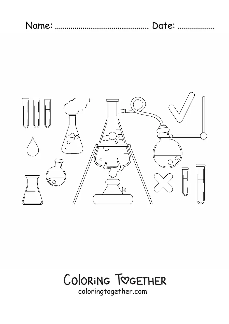 Coloring page of chemical distillation
