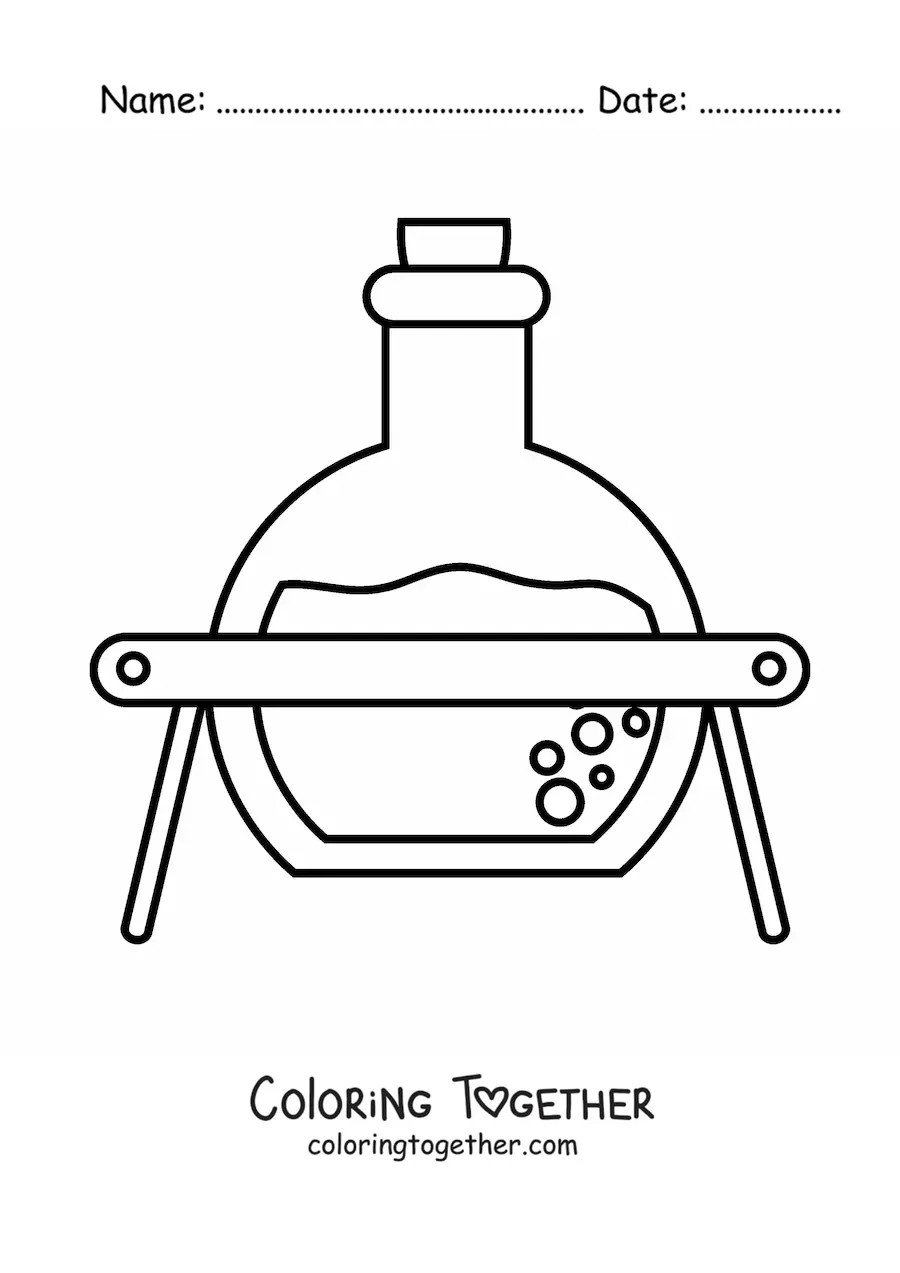 Coloring page of a chemical solution in a flask