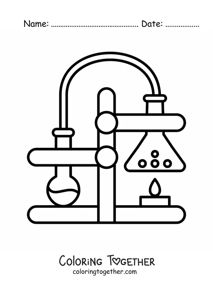 Coloring page of the distillation process