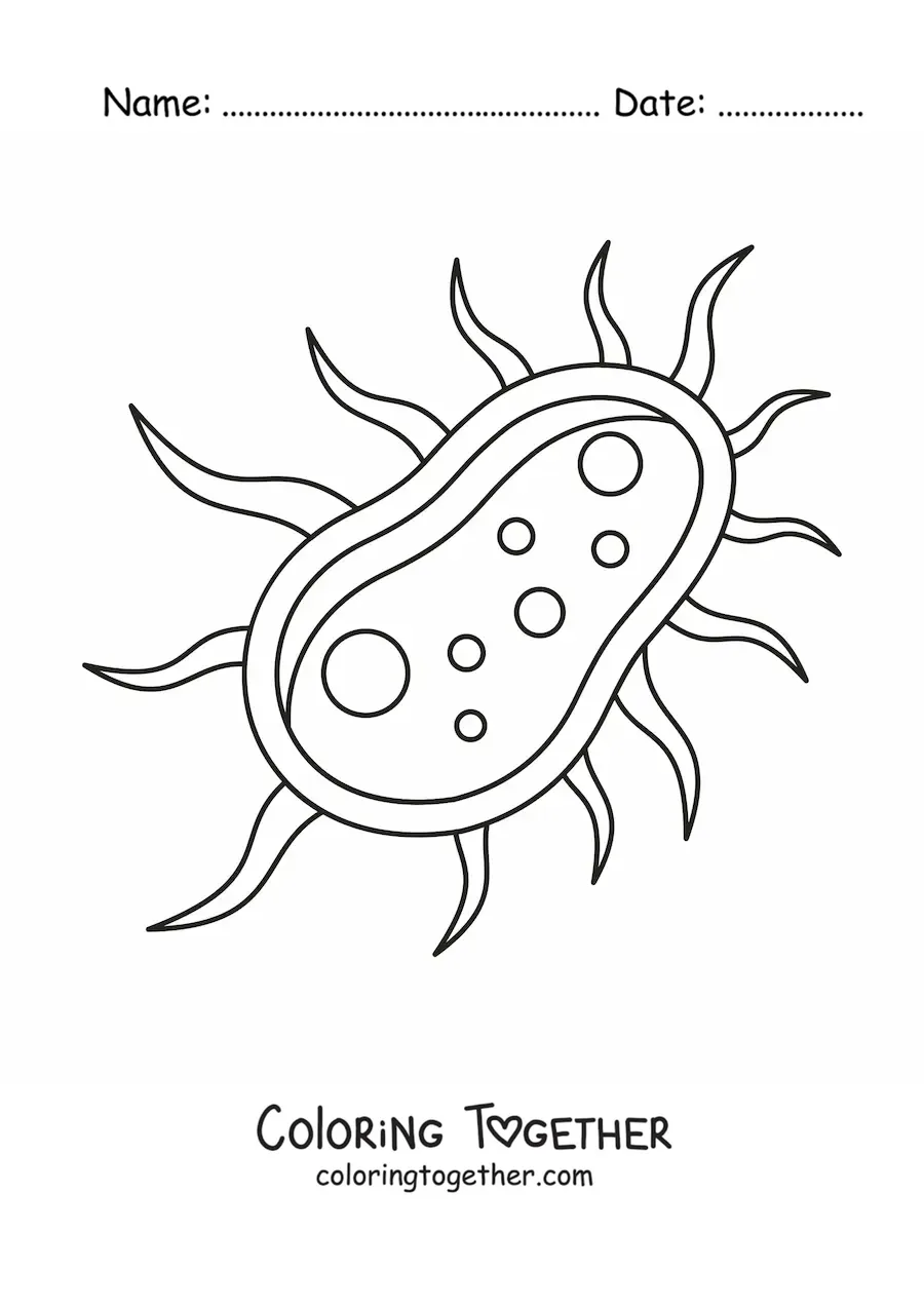 Coloring page of a bacterial cell