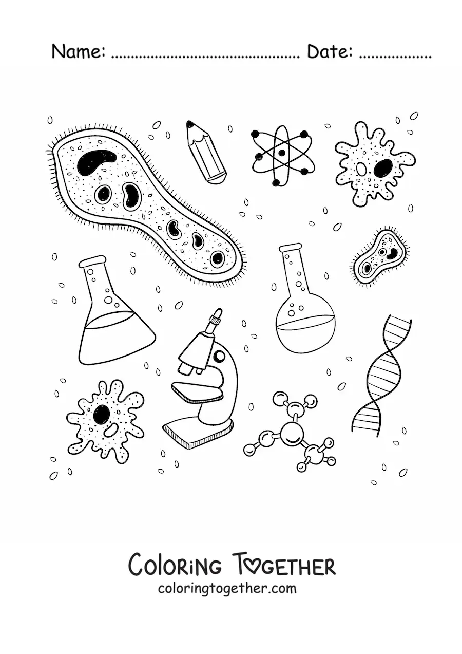 Coloring page of a cell biology icon