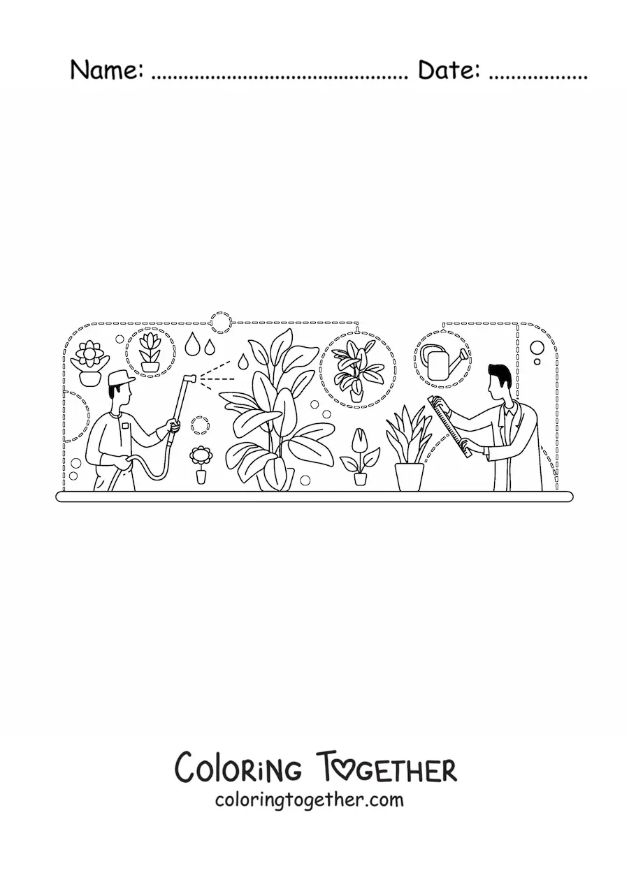 Coloring page of the science of botany