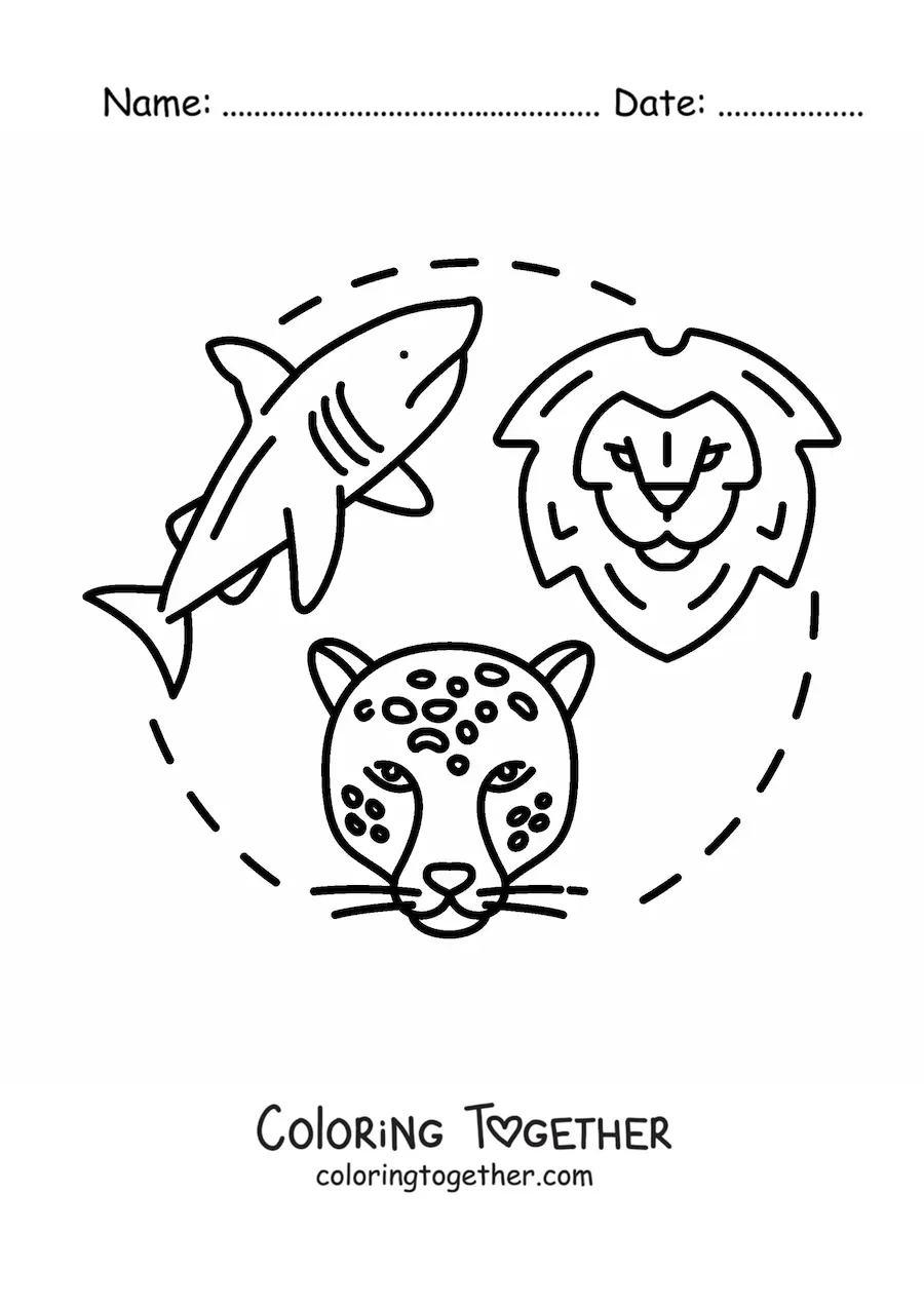 Coloring page of predatory animals