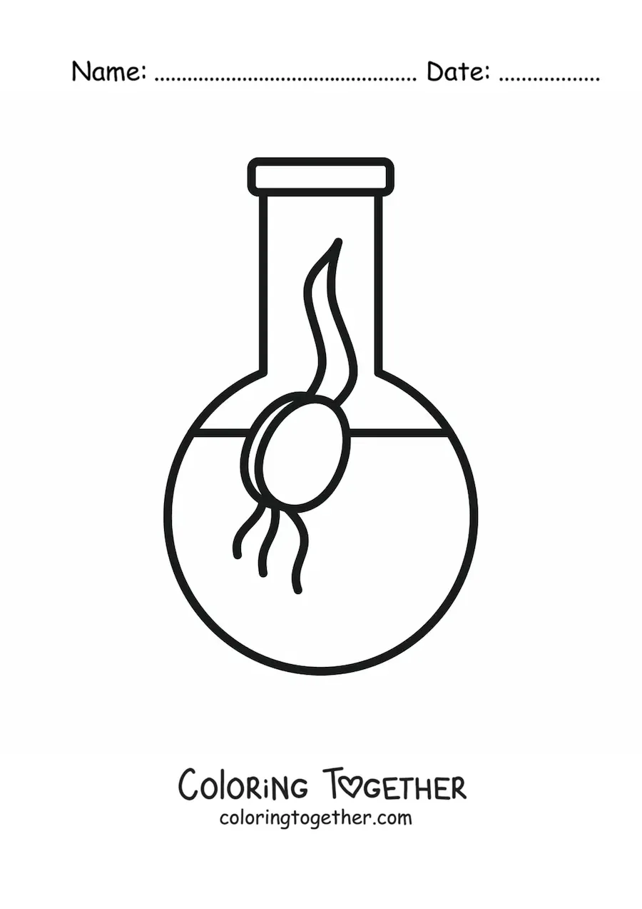 Coloring page of a seed germinating