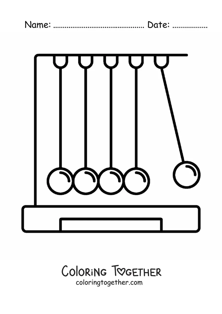 Coloring page of a Newton's cradle