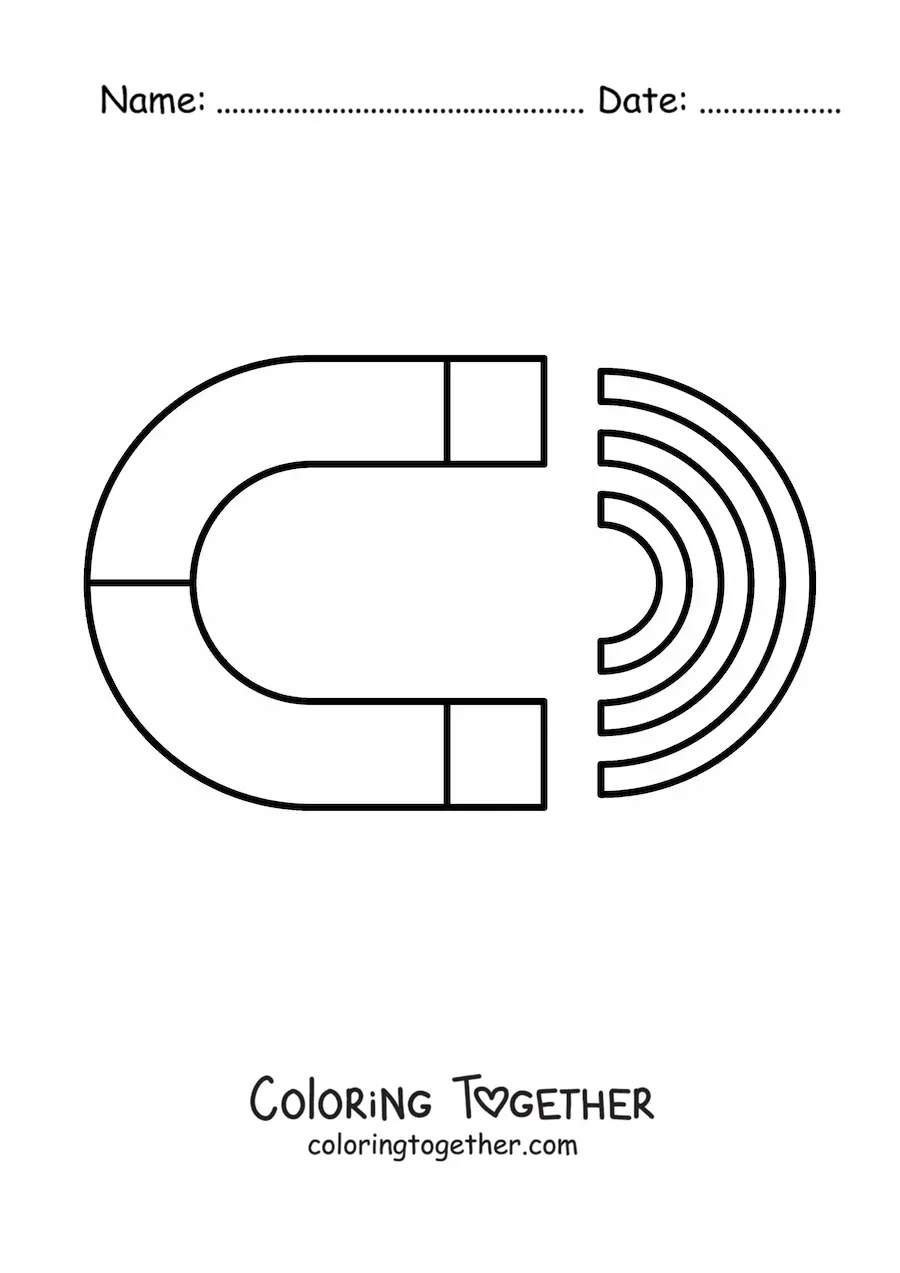 Coloring page of a magnet and its magnetism