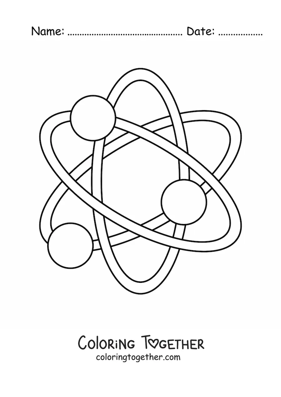 Coloring page of subatomic particles