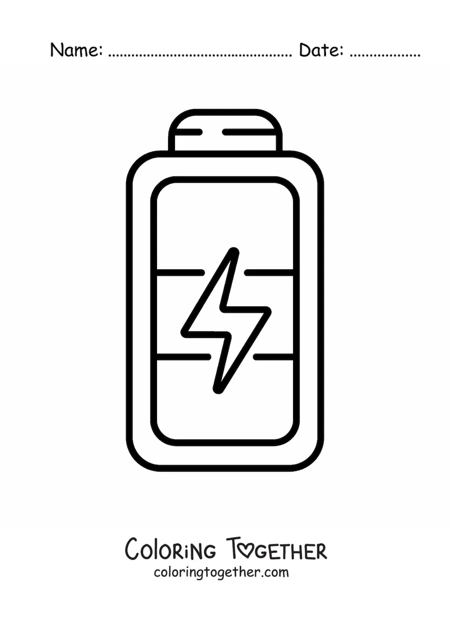Coloring page of a fully charged battery