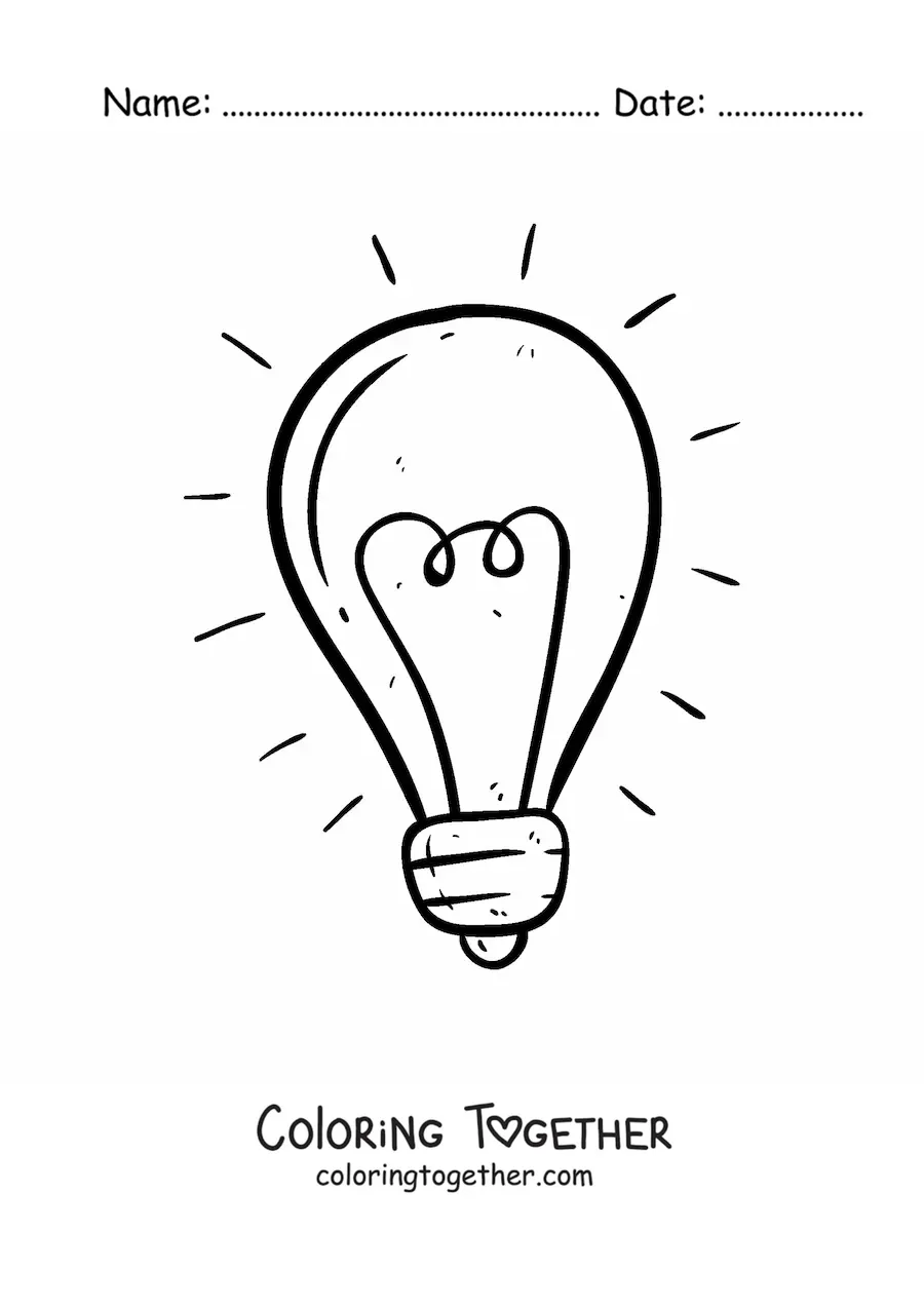 Coloring page of a light bulb