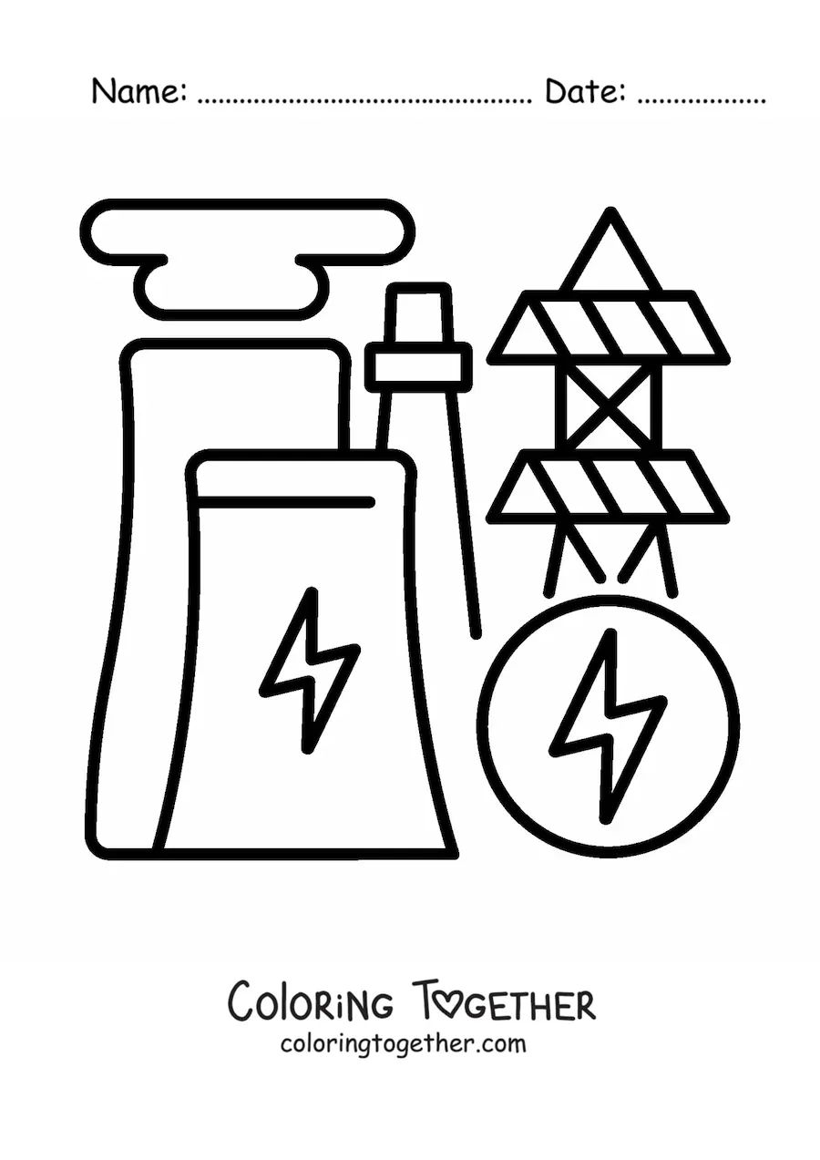 Coloring page of an electric power generation plant