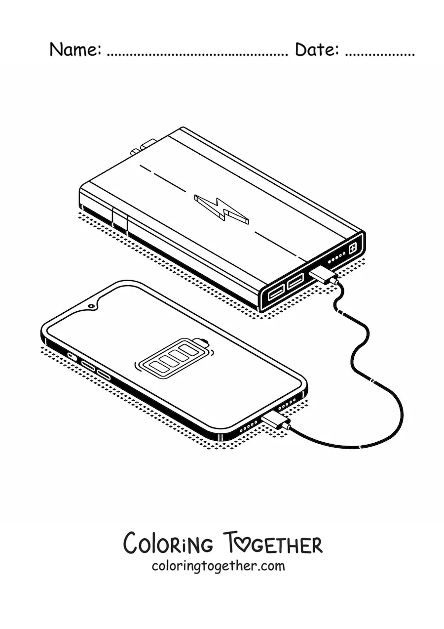 Coloring page of a portable charger