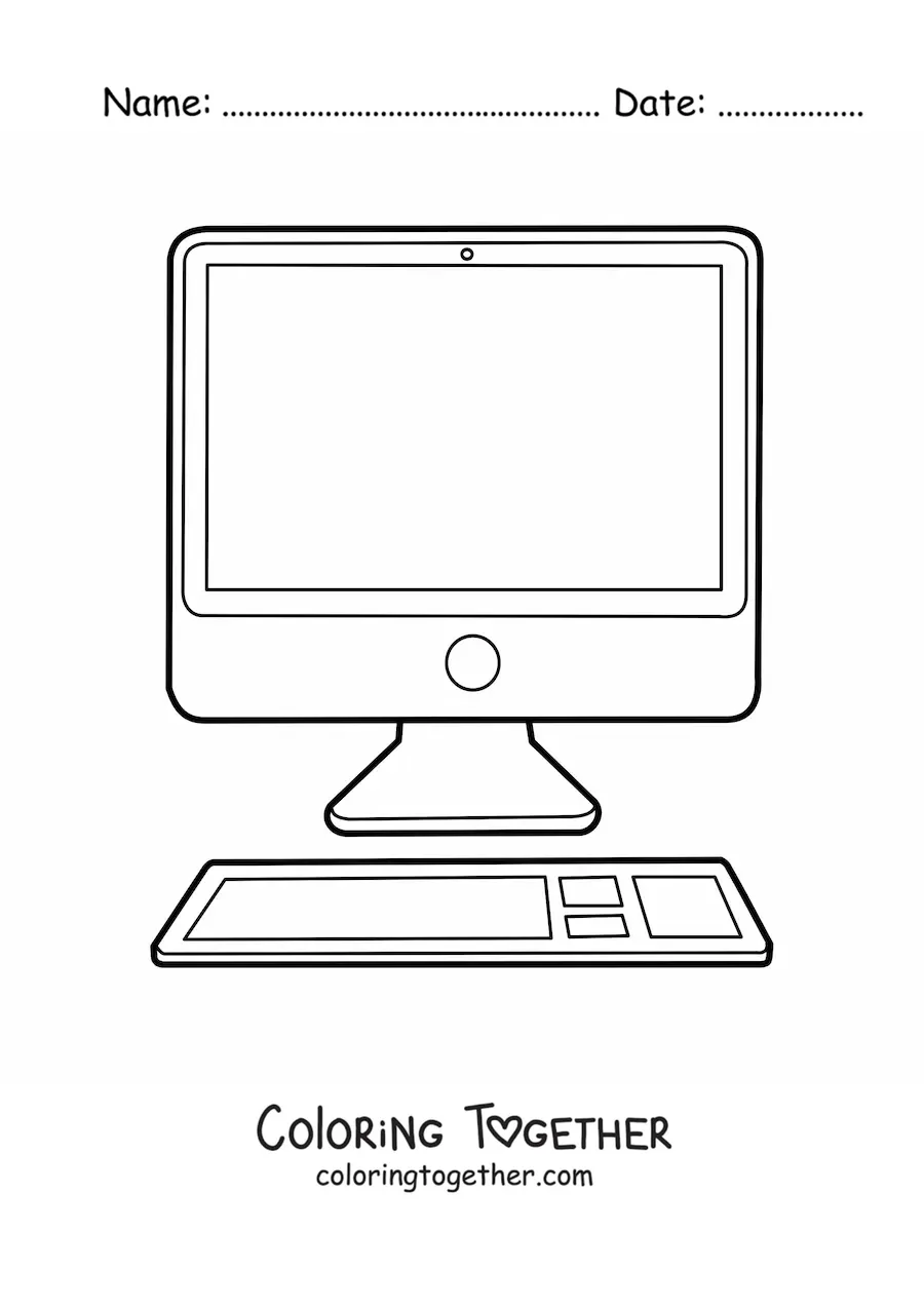 Coloring page of a modern computer
