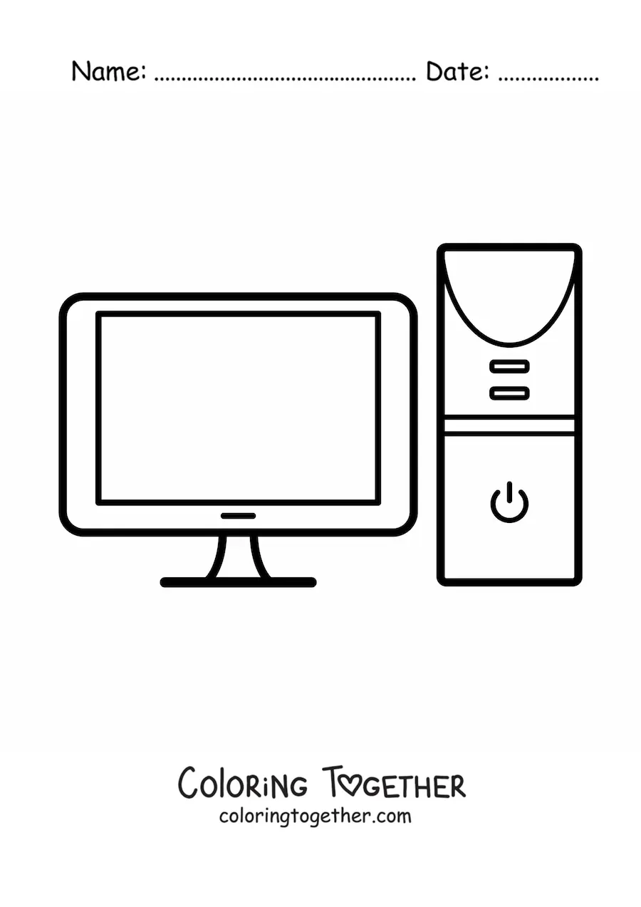 Coloring page of a modern CPU and a monitor