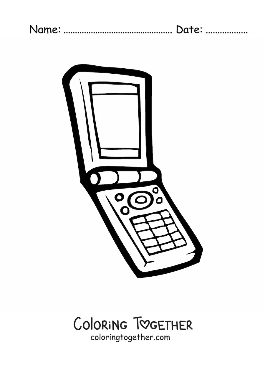 Coloring page of an old cell phone
