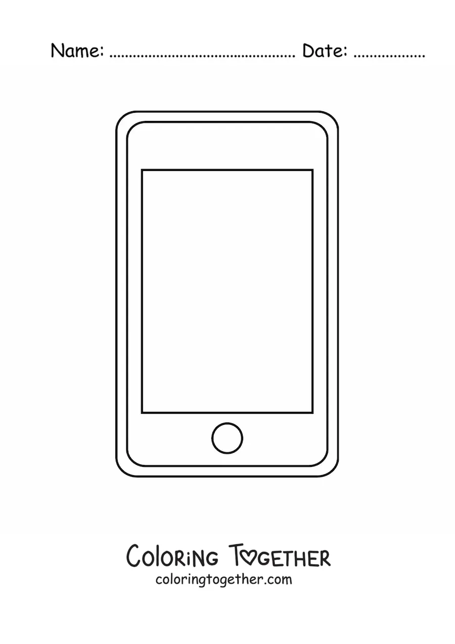 Coloring page of a modern phone