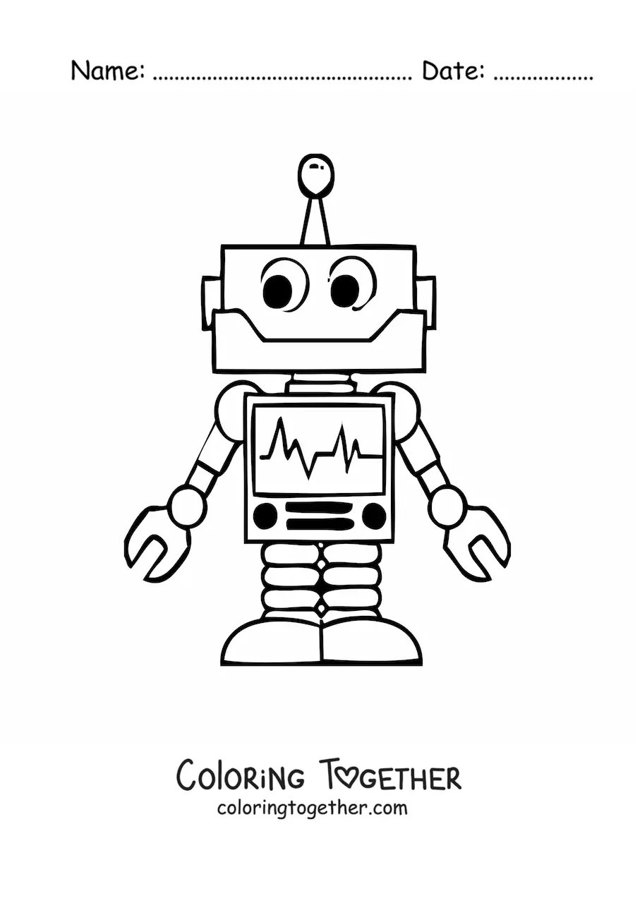 Coloring page of a robot for kids