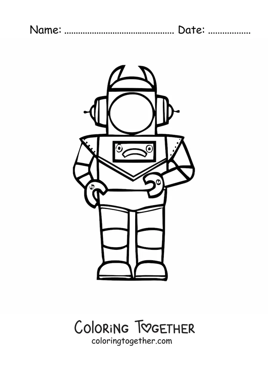 Coloring page of a space robot