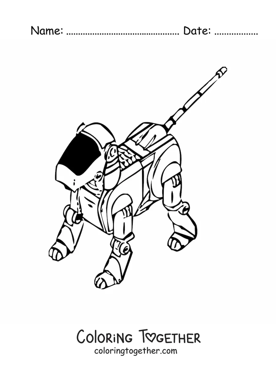 Coloring page of a robot dog