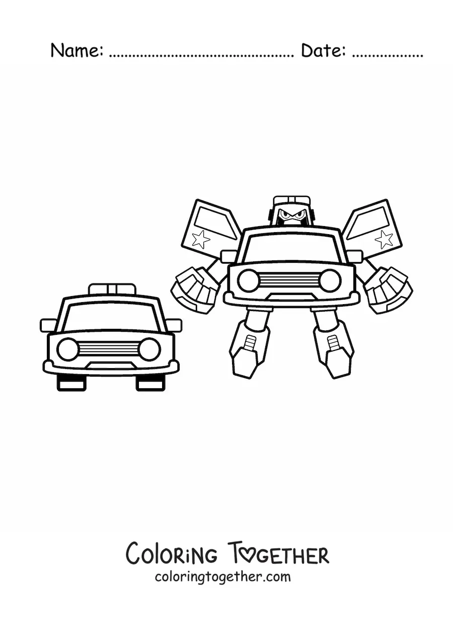 Coloring page of a Transformer robot