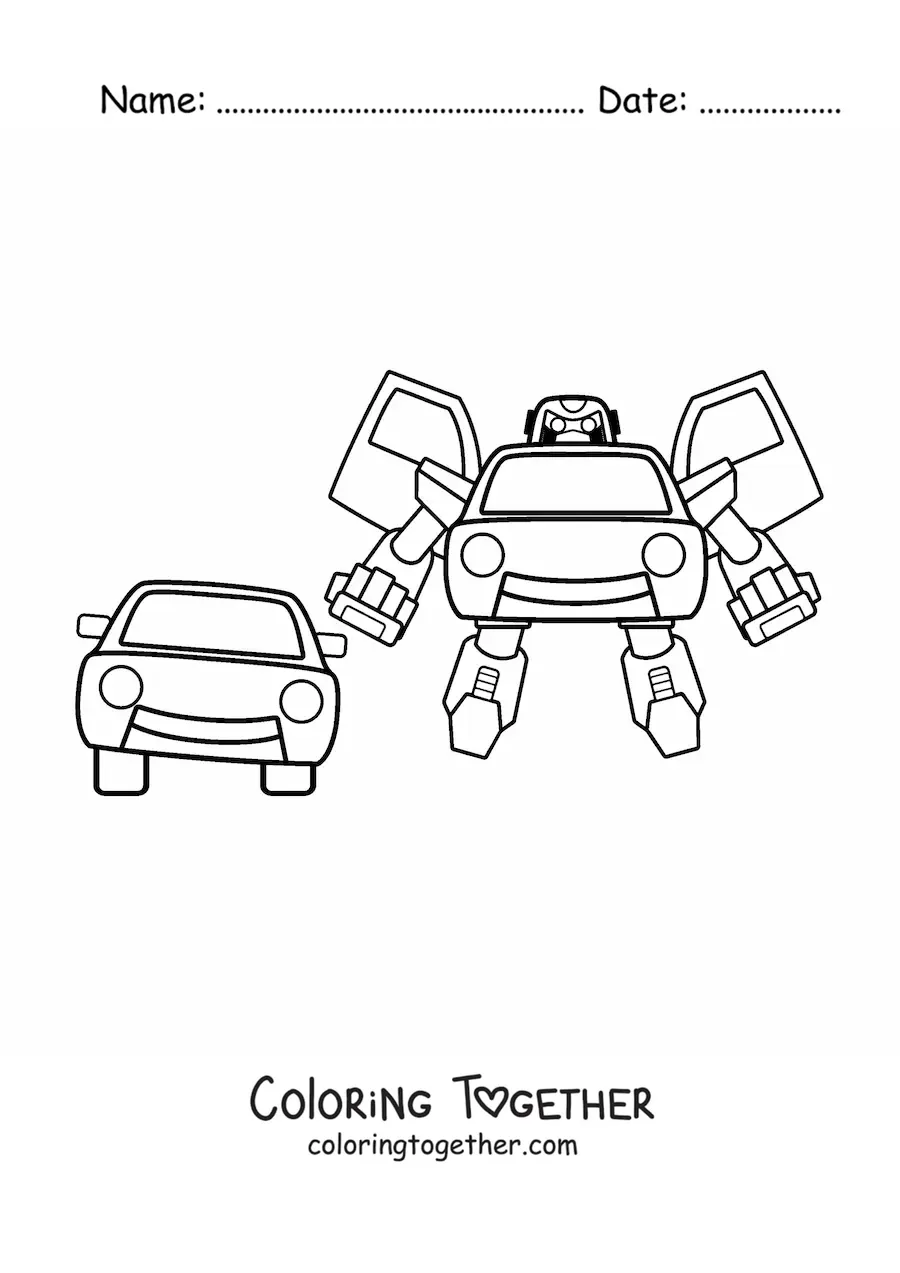 Coloring page of a Transformer robot