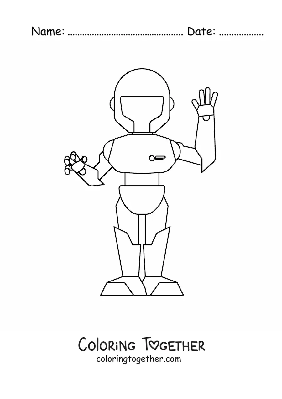 Coloring page of a humanoid robot