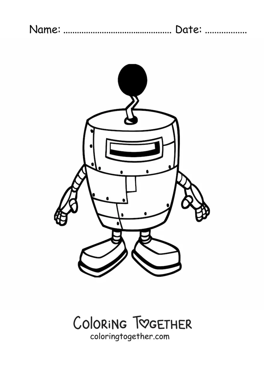 Coloring page of an evil robot