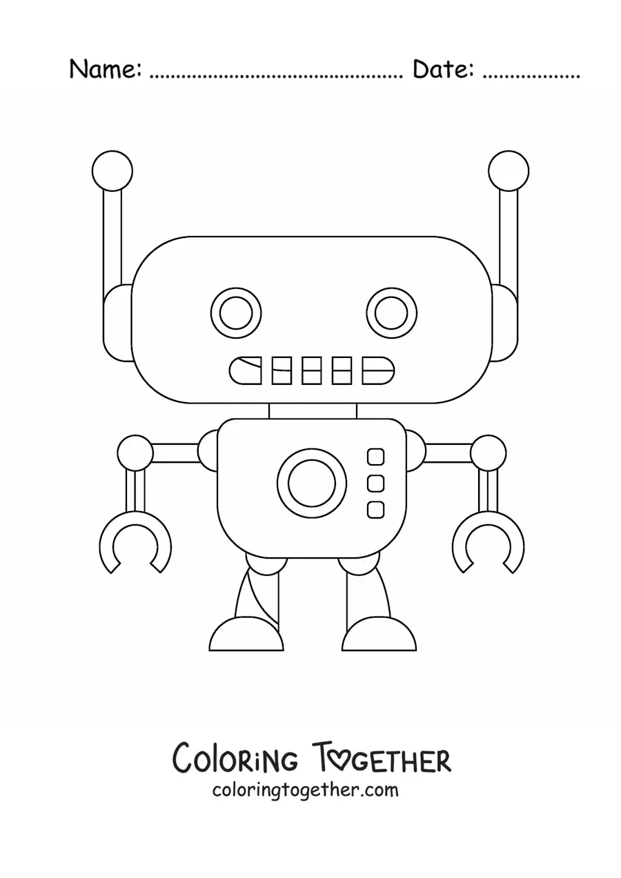 Coloring page of a small robot